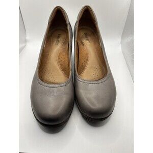 Cobb Hill Womens Heels Size 6.5 Gray Leather Pumps Comfort Block Heel Shoes
